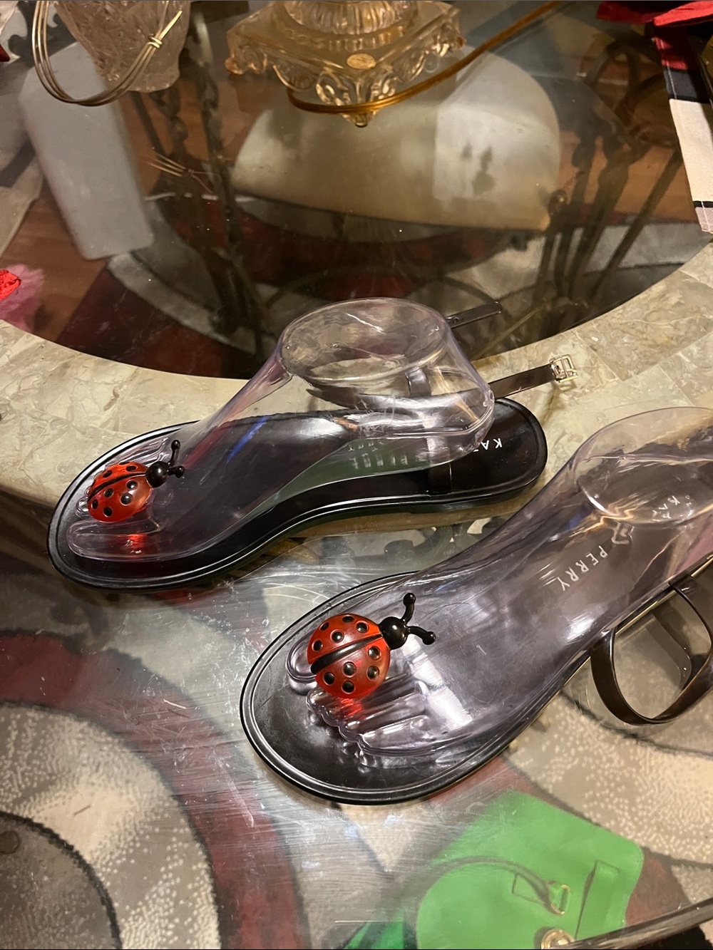 🐞Katy Perry Collections Clear Jelly Sandals with Red Ladybug Accent🐞 - Picture 4 of 6